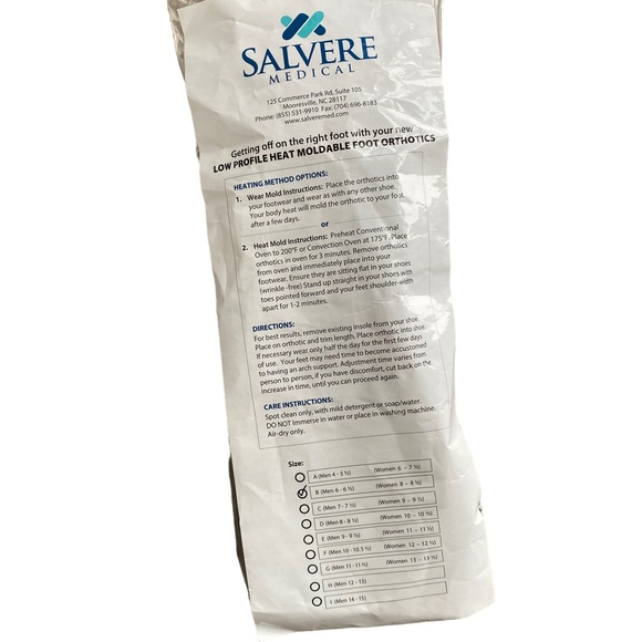 Salvere New Low Profile Orthotic Womens 8 8.5 Mens 6 6.5 Custom Moldable Insert - Picture 6 of 6